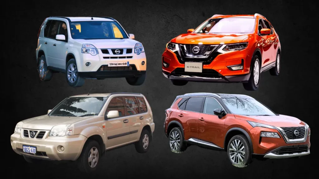 Side by side comparison of Nissan Xtrail T30, T31, T32, and T33.